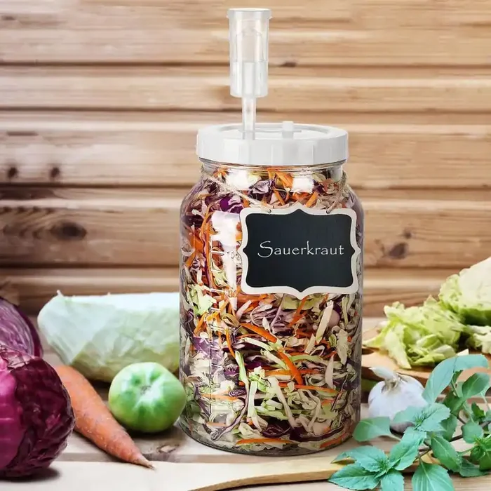 2 Pack 1 Gallon Large Glass Fermentation Jars with 3 Airlocks and 2 Screw Lids for Sauerkraut, Sourdough Starter