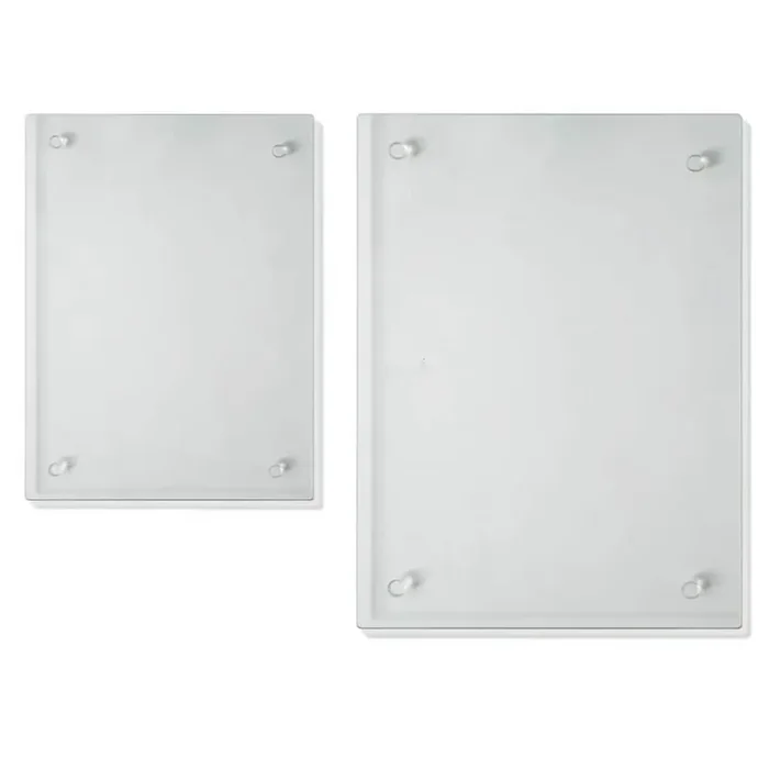 2-Piece Clear Tempered Glass Cutting Board Set with Non-Slip Feet for Kitchen