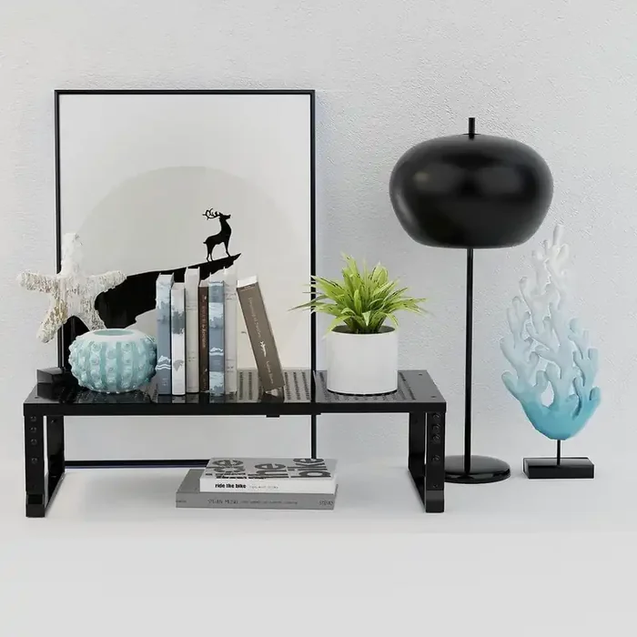 2-Shelf Black Expandable Adjustable Stackable Metal Kitchen Organizer Spice Rack Pantry Storage Shelf