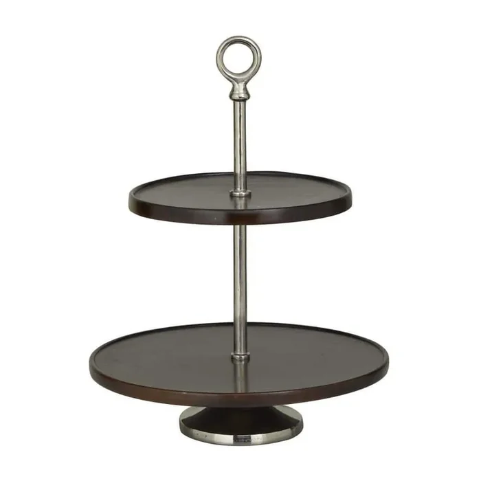 2-Tier Dark Brown Wood Modern Server
