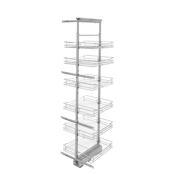 20 in. Chrome 4-Basket Pull-Out Pantry with Soft-Close Slides