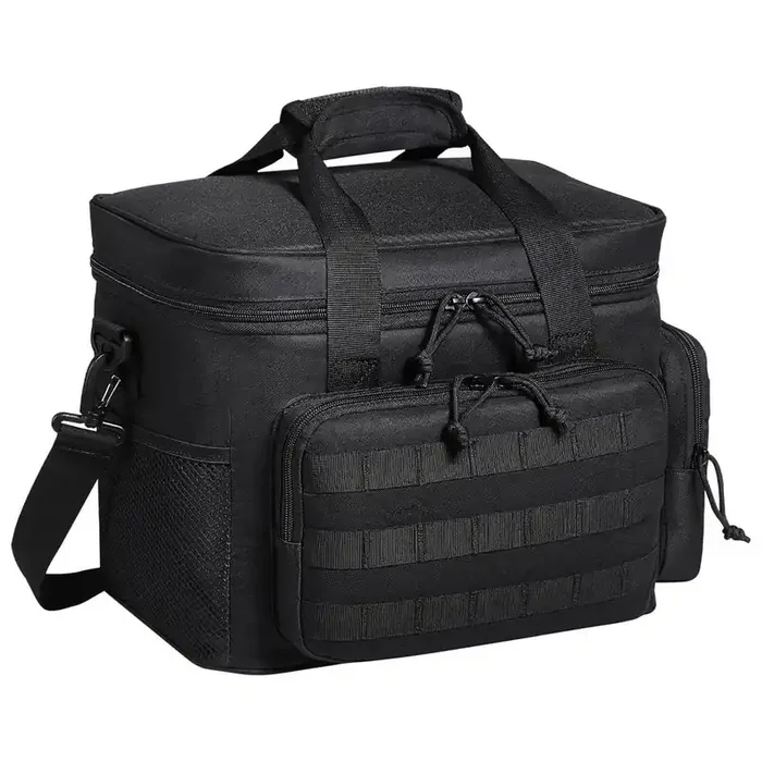 20L Insulated Cooler Bag, 14.17 in. Black Backpack withMulti-Pockets, 600D Soft Lunch Box with Removable Storage Bags