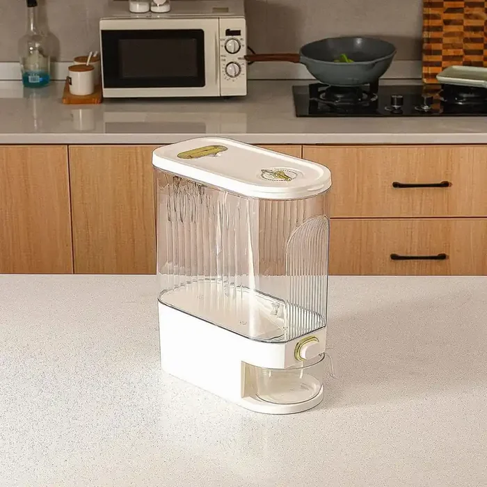 22 lbs. Clear Rice Dispenser with Lid Time Scale, Measuring Cylinder Moisture Proof Airtight Bucket for Rice and Oatmeal