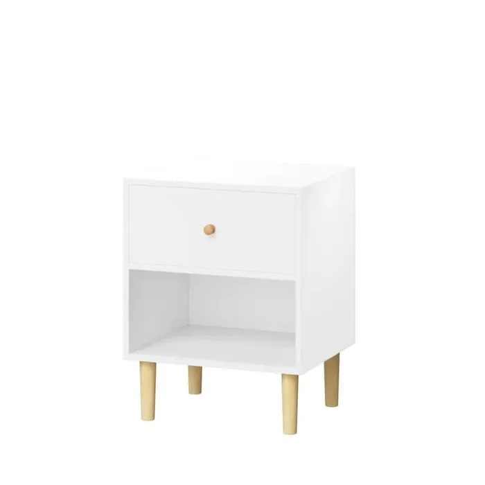 23.22‘‘H Wooden Nightstand with One Drawer and 1-Shelf for Livingroom, Bedroom in White