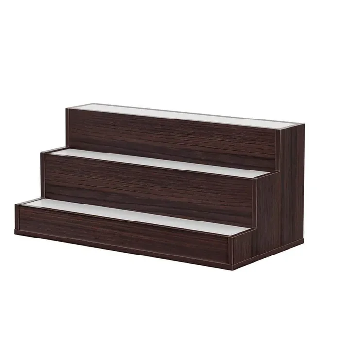 24 in. Wood LED Lighted 3-Tier Wine Glass Rack Bar Display Shelf with App and Remote Control, Walnut
