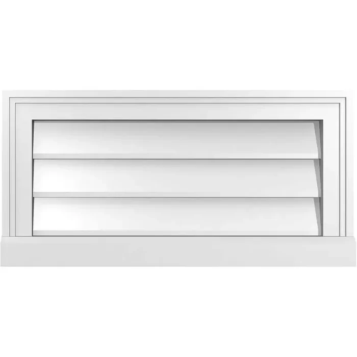 24 in. x 12 in. Vertical Surface Mount PVC Gable Vent Decorative with Brickmould Sill Frame