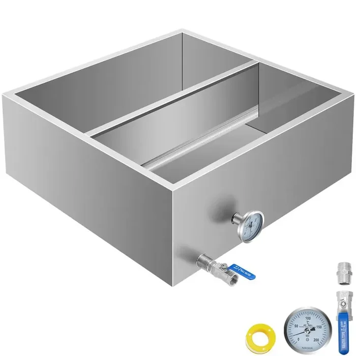 24 in. x 24 in. x 9.4 in. Stainless Steel Sap Evaporator Pan Maple Syrup Boiling Kit with Thermometer and Divided Pan