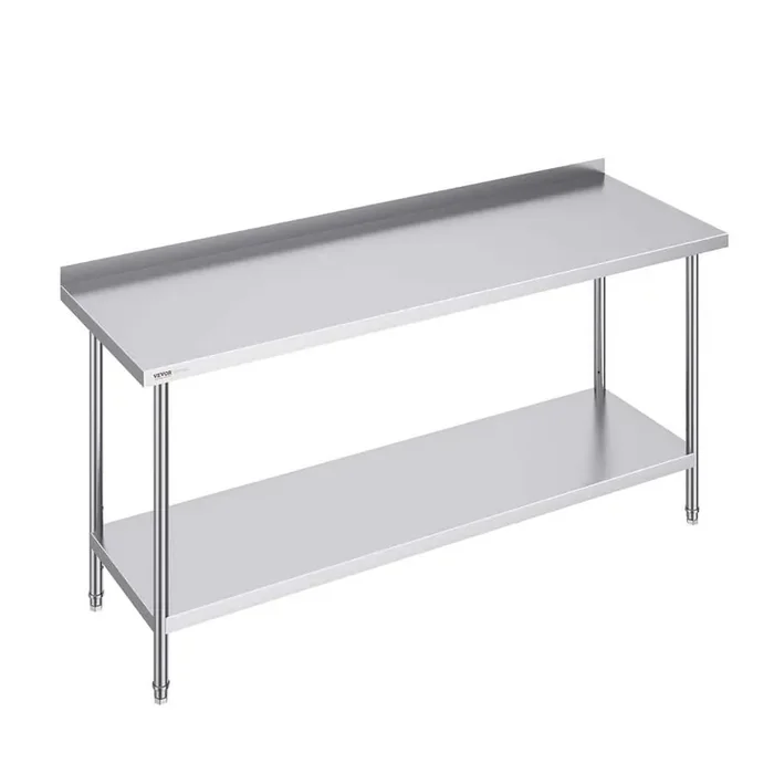 24 in. x 72 in. x 36 in. Silver Stainless Steel Commercial Kitchen Prep Table Metal Work Table with Adjustable Height