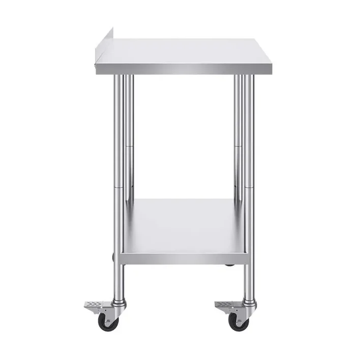 24 x 30 x 40 in. Stainless Steel Work Table, Commercial Food Prep Worktable with Casters, Kitchen Prep Table, Silver