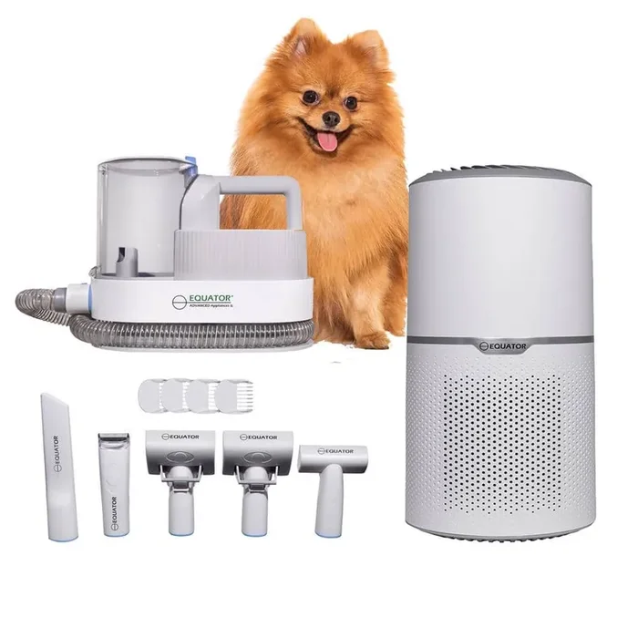 269 sq. ft. HEPA Air Purifier 110V + PET HEALTHY HOME SET Level 1 Groomer in White