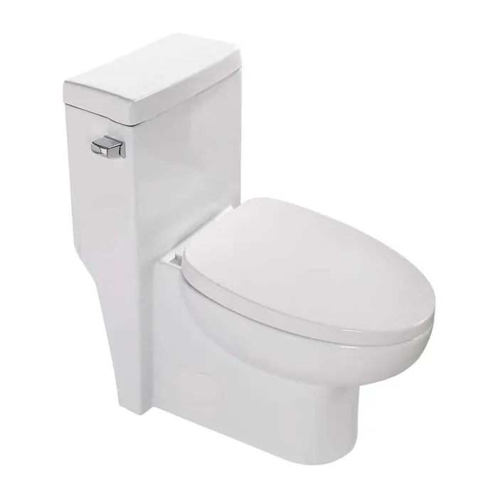 27.5 in. x 14.5 in. x 29.25 in. 1-Piece 1.28 GPF Single Flush White Elongated Toilet in Soft Seat Included