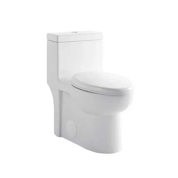 28 in. 1-Piece 1.1/1.6 GPF Dual Flush Elongated Toilet in Glossy White Seat Included