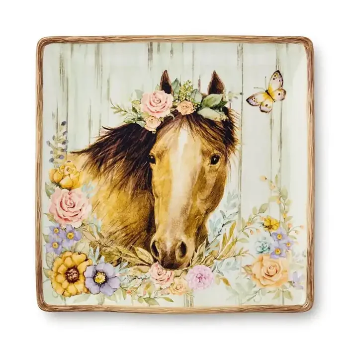 3.5 in. Multi-Colored Ceramic Rosewood Square Platter