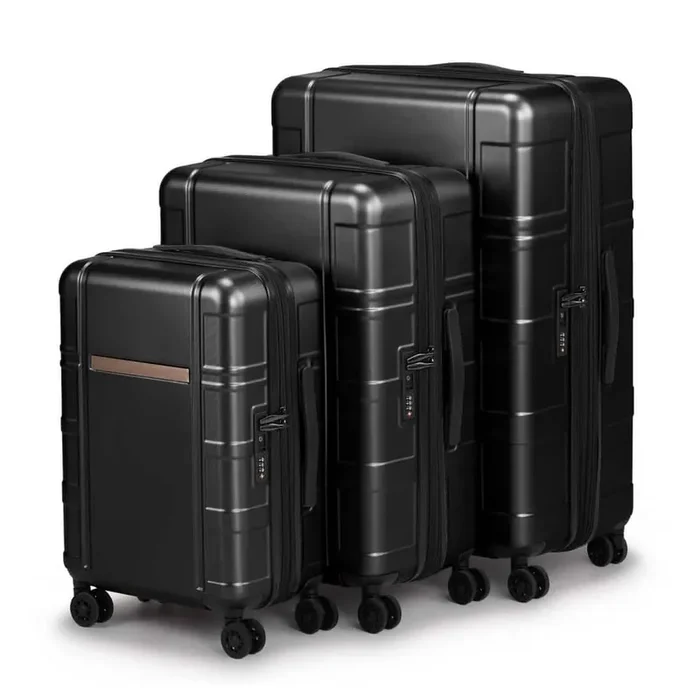 3-Piece Black 20 in. 24 in. 28 in. Luggage Expandable Suitcase PC plus ABS with TSA Lock Spinner Luggage Set