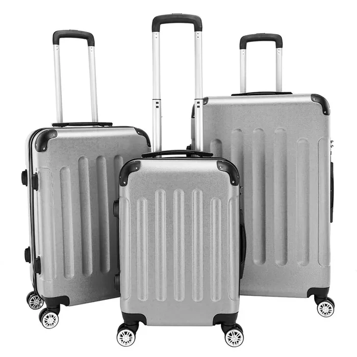 3-Piece Gray Portable Traveling Spinner Luggage Set
