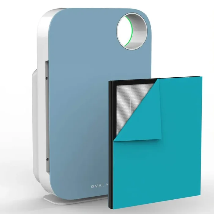 3-Stage 5-in-1 HEPA Tower Air Purifier for Rooms upto 600 sq. ft. reduces Allergies, Odor, Smoke, Crescent Beach Blue