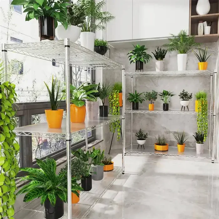 3 Tier 1050 LBS NSF Heavy Duty Adjustable Metal Storage Shelves Garden Potting Rack in Chrome-18in.Dx48in.Wx48in.H