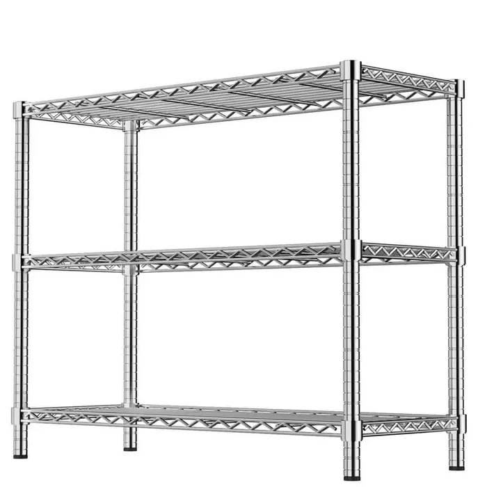 3-Tier Heavy Duty Steel Storage Wire Rack Weight Capacity 1050 lbs. in Chrome (36 in. W x 36 in. H x 14 in. D)