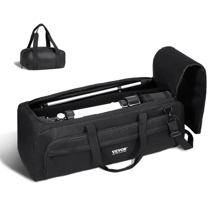 30.3in. Black Telescope Case Telescope Storage Bag with Fixed Buckles Multi-Pocket and Detachable Divider Briefcase (M)