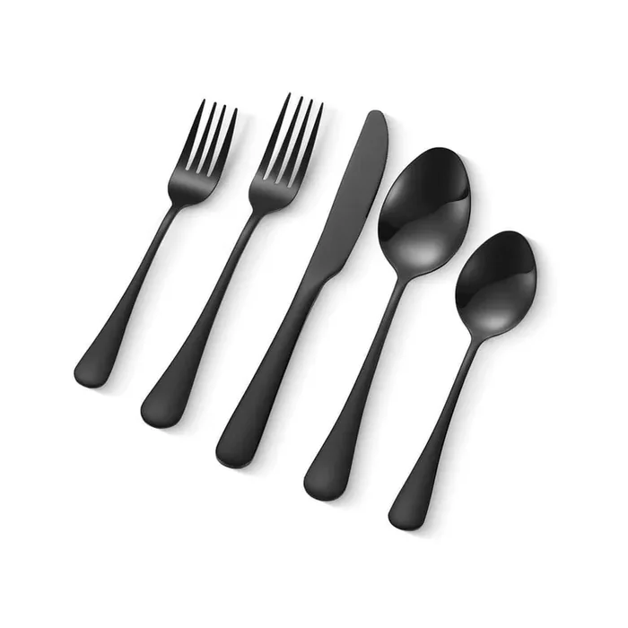 30-Piece Black Silverware Set, Food-Grade Stainless Steel Flatware Utensils for 6, Finished, Include Knife Fork Spoon