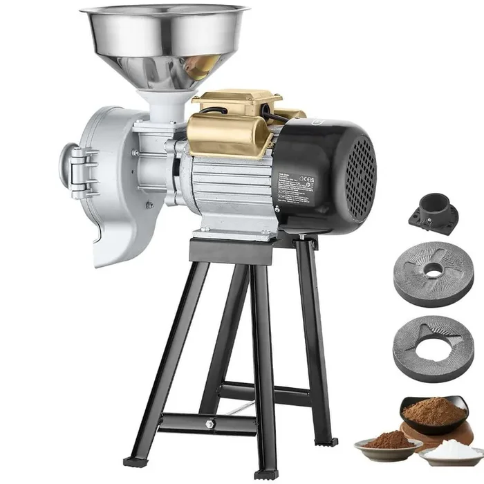 3000W Electric Grain Mill Grinder, 19.88in. L Mill with Funnel, Adjustable Thickness Heavy-Duty for Dry and Wet Grinding