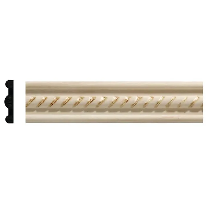 311 7/32 in. x 1 in. x 96 in. White Hardwood Embossed Rope Detail Moulding