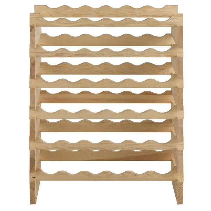 36-Bottle Natural Stackable Wood Wobble-Free Modular Wine Rack