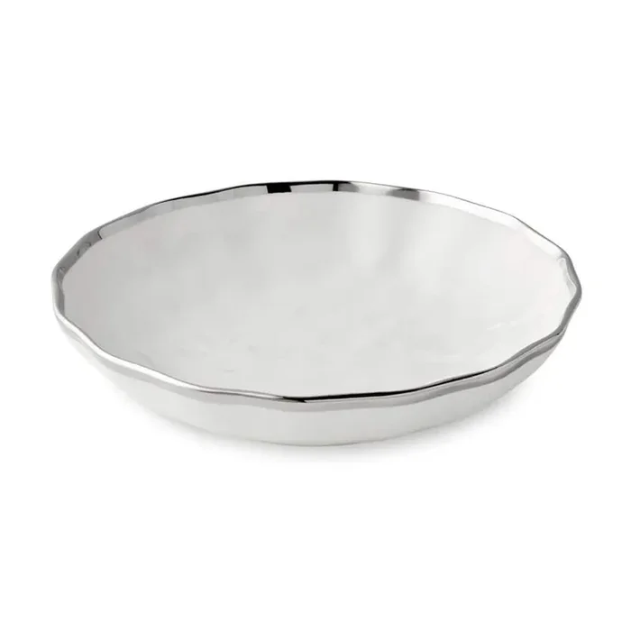 36 fl. oz. White and Silver Regency Porcelain Soup Bowl (Set of 4)