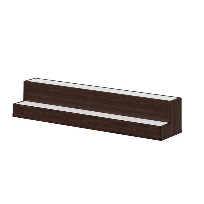37.4 in. Wood LED Lighted 2-Tier Wine Glass Rack Bar Display Shelf with App and Remote Control, Walnut