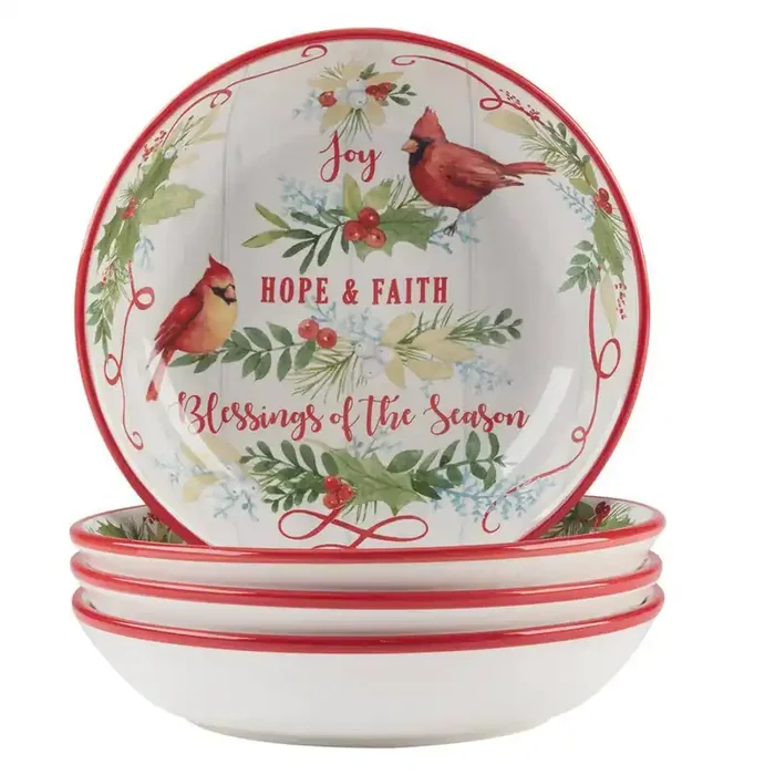 38 fl. oz. Multi-Colored EarthenwareWinter Greens Soup Bowls (Set of 4)