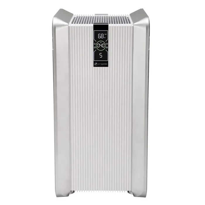 4050 sq. ft. Dual HEPA Filter Console Air Purifier 30 in. White for Home, UVC, Air Quality Monitor, Ionizer, Dust, Odors