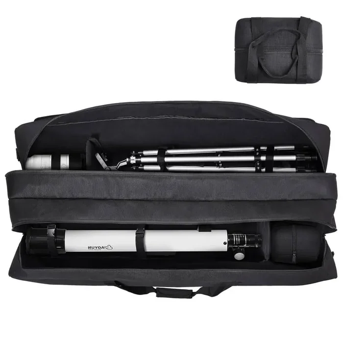 41in. Black Telescope Case Telescope Storage Bag with Fixed Buckles Multi-Pocket and Detachable Briefcase ( L )