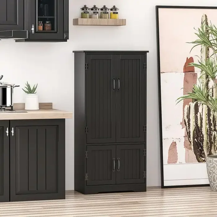 48.5 in. Kitchen Pantry, Storage Cabinet, Cupboard Organizer, Black