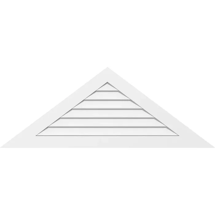 48 in. x 18 in. Triangle White PVC Paintable Gable Louver Vent Non-Functional