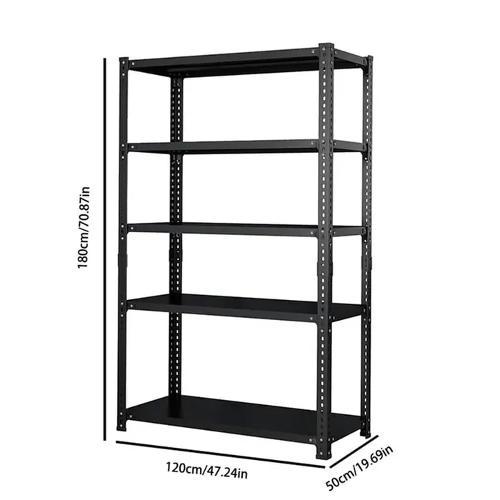5-Shelf Freestanding Black Heavy Duty Metal Shelf Weight Capacity 800 lbs. (47.24 in. x 19.68 in. x 70.86 in. )