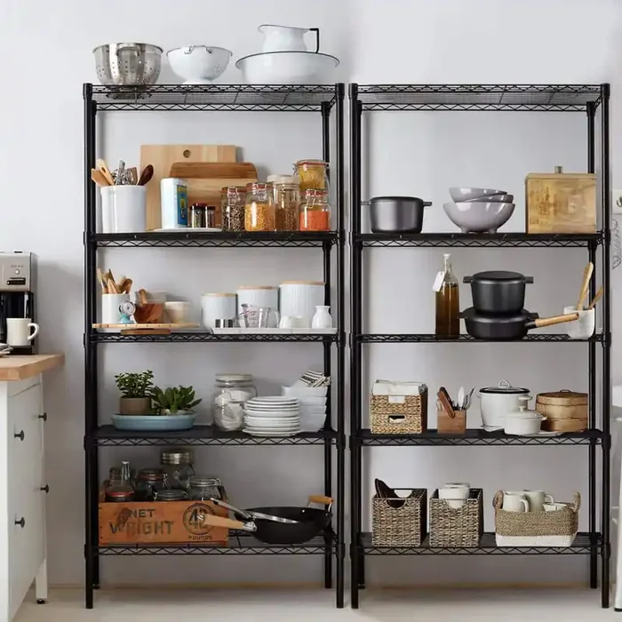 5-Shelf Heavy Duty Shelving Unit, Pantry Organizer Wire Metal Stackable Storage, Chrome
