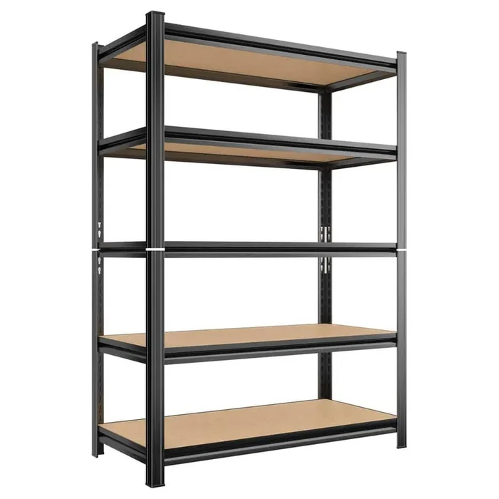5-Shelf Storage Rack, Adjustable Height Pantry Organizer Shelving, Warehouse Supermarket Basement Storage, Black