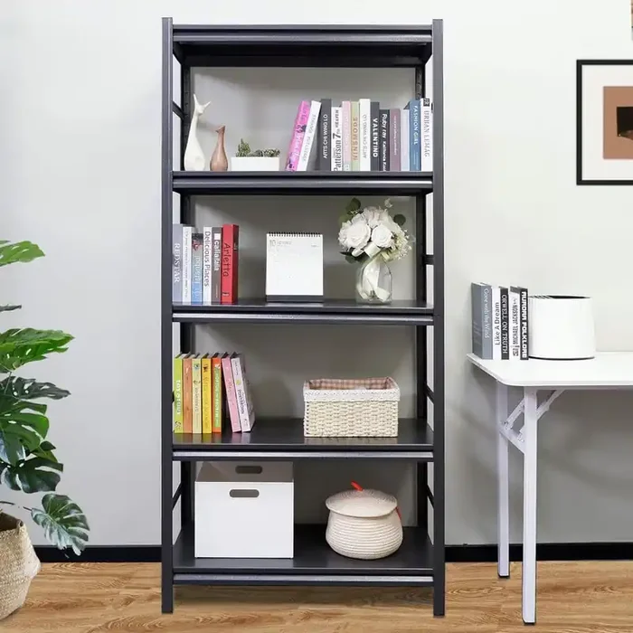 5-Shelf Storage Shelves, Metal Shelving Unit Adjustable Shelving Units and Pantry Organizer Kitchen Garage Shelf, Black