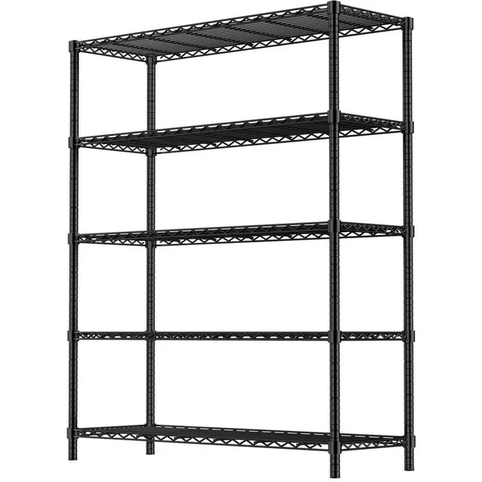 5-Tier Heavy Duty Steel Storage Wire Rack Weight Capacity 2000 lbs. in Black (48in. W x 72in. H x 20in. D)
