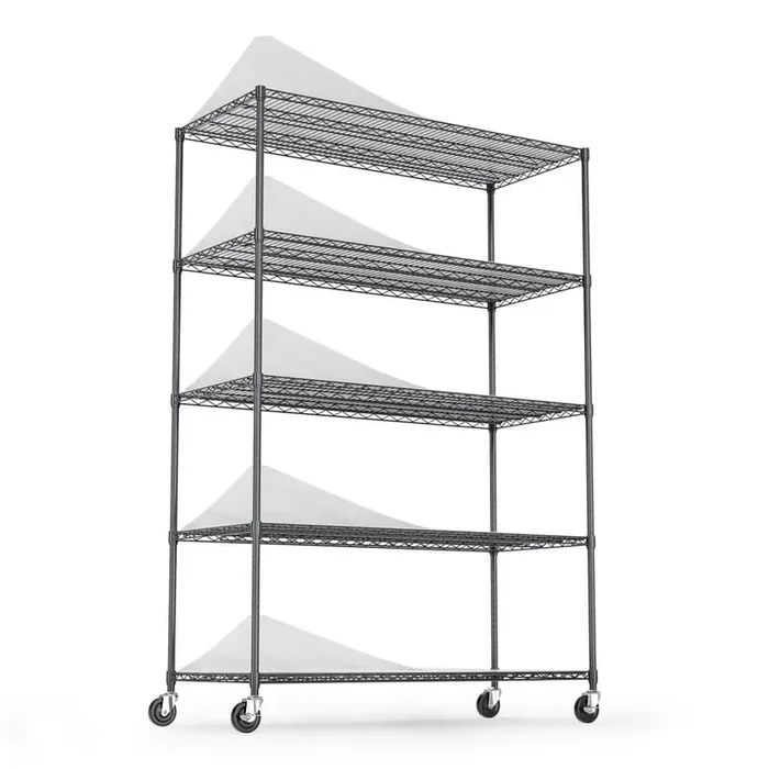5-Tier Heavy Duty Steel Wire Shelving Unit in Black (24 in. W x 48 in. H x 82 in. D)