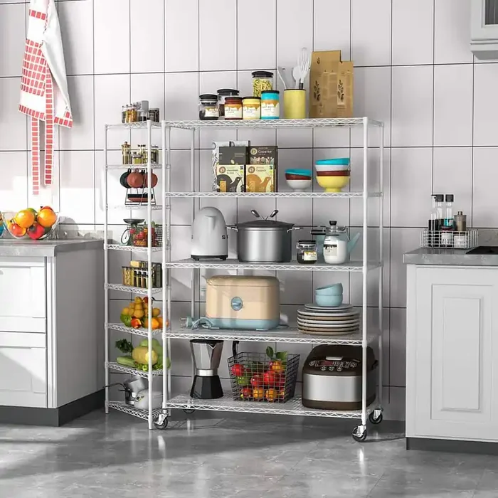 5-Tier Heavy Duty Steel Wire Shelving Unit in White (24 in. W x 48 in. H x 82 in. D)