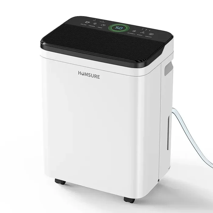 53 pt. 4,500 sq. ft. Dehumidifier in. White with Drain Hose and Bucket, Auto Defrost, Low Noise, Ion-Air Purifying