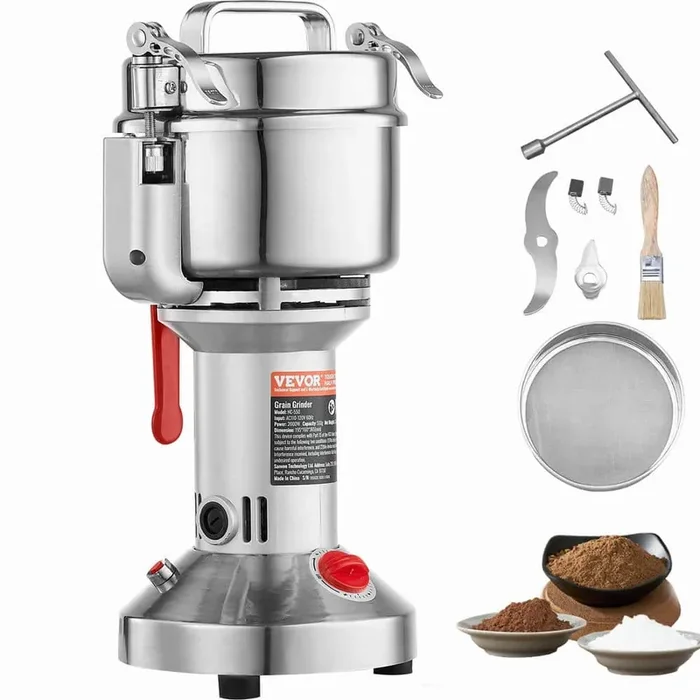 550g Electric Grain Mill Grinder, High Speed 2000-Watt Commercial Grinders, Stainless Steel Pulverize Powder Machine