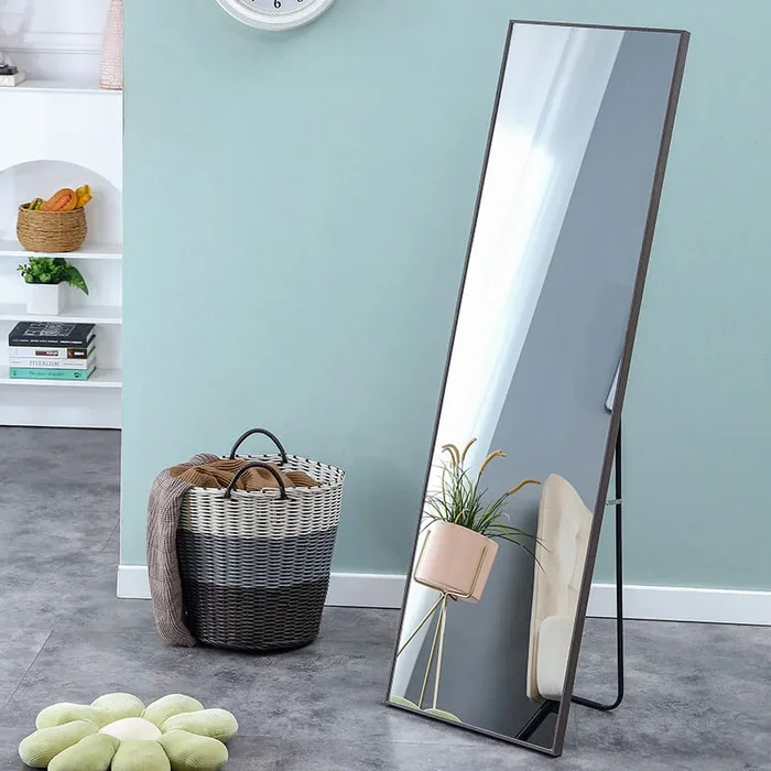58-Inch Grey Solid-Wood Frame Floor Mirror, Gen 3 Design