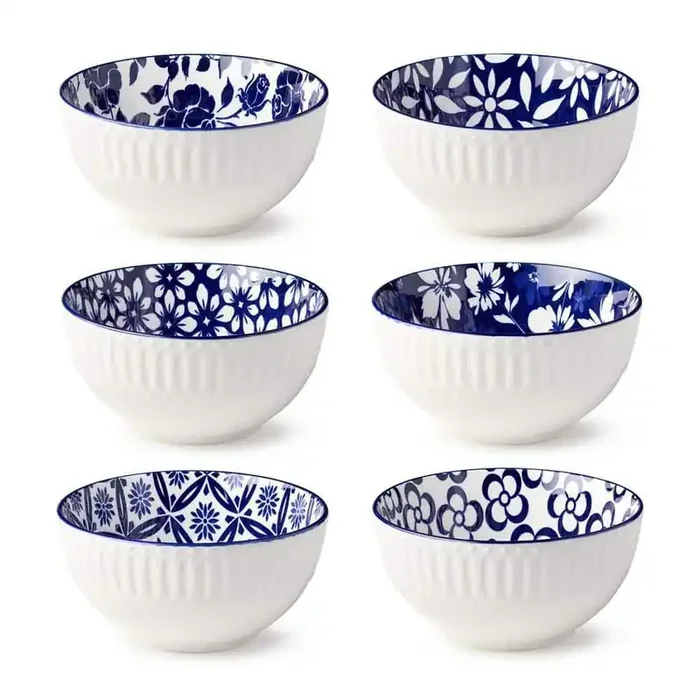 6.2 in. 28 fl. oz. Blue Porcelain Madison Serving Bowl (Set of 6)