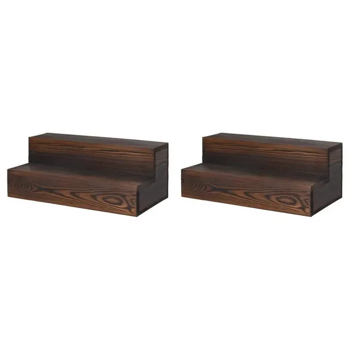 6.29 in. H x 7.87 in. W 2-Tier 12-Bottle Brown Wood Bar Shelves, Tabletop Wine Rack, Bottle Display Shelf (2-Pack)