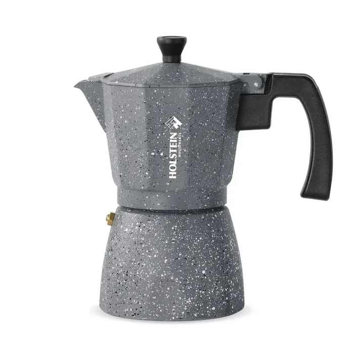 6 Cup Marbled Gray Aluminum Espresso Maker