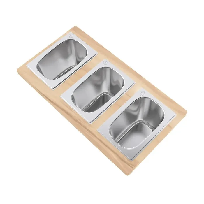 6 oz. Stainless Steel Condiment Servers with 3-Bowls