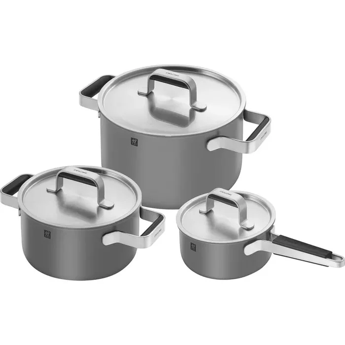 6-pc Grey Stainless Steel Pot Set