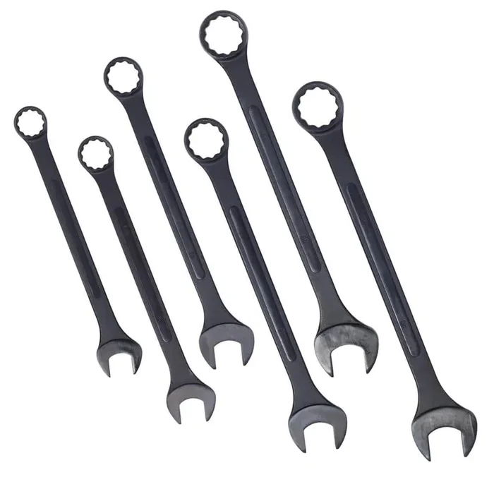 6-Piece 35mm to 50mm Combination Wrench Set Extra Large with Pouch in Black